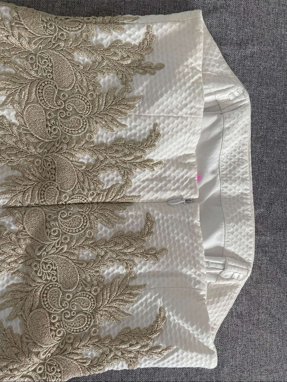 Lilly Pulitzer White Strapless Dress with Gold Embroidered Waist - Picture 4 of 7